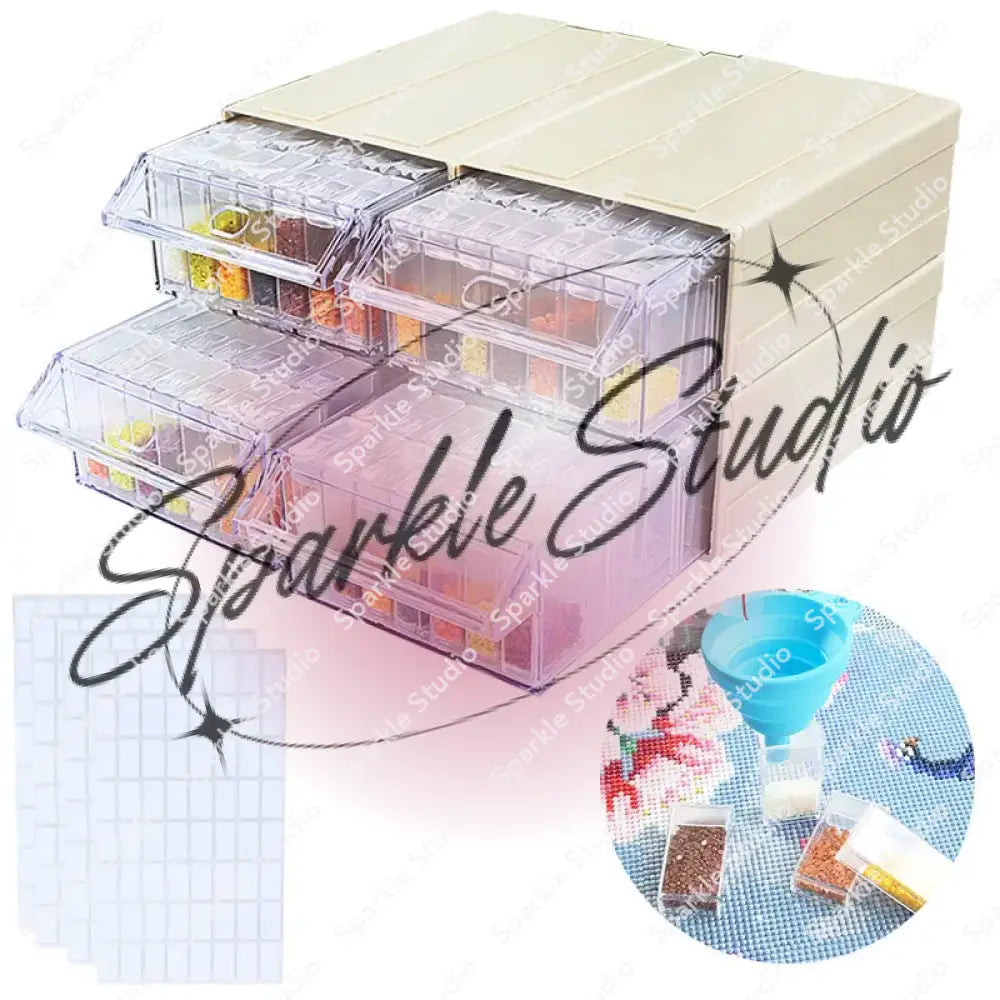 Storage Box Diamonds Case Drawers 35 Square Bottles / White